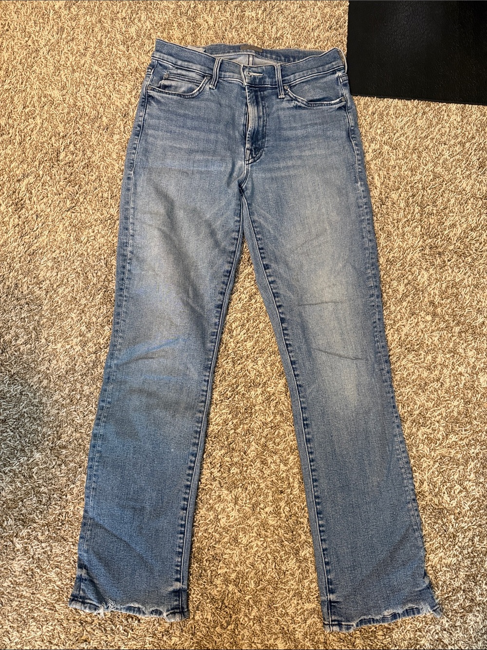 MOTHER Light Blue Cropped Straight-Leg Jeans